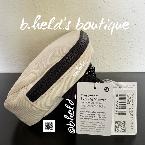 lululemon Everywhere Belt Bag *Canvas (Cotton) in Natural/Black OS 1L New NWT - Picture 2 of 15